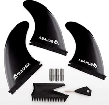Surfboard Thruster Fins Set Compatible with Future Style Black for Board