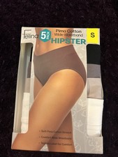 NEW FELINA MULTICOLOR 5 PK PIMA COTTON WIDE WAISTBAND HIPSTER PANTIES SZ S