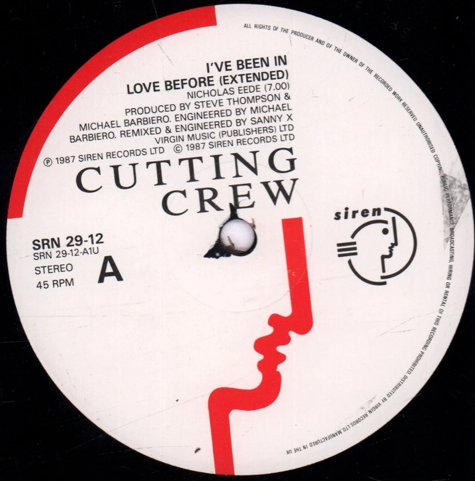 Cutting Crew I've Been In Love Before 7" Vinyl UK Siren 1986 In Pic Sleeve - Bild 3 von 3
