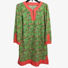 Cabana Life Tunic Coverup Dress Size Large Palm Leaves Beach Coverup UPF 50+