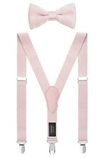 Men's Boys' Suspenders and Bow Tie Set Adjustable 30" 3-8 yrs Light Pink