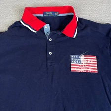 Polo Ralph Lauren Shirt Mens 2XB Blue Red USA Flag New York Supply Co Patriotic