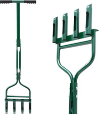 Lawn Aerator Tool 42 Inch Manual Core Plug Aerator with 4 Slope Top Half Open...