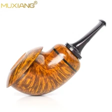 MUXIANG Handmade Freehand Pipe Briar Smooth Tobacco Pipe Wooden Smoking Pipe 