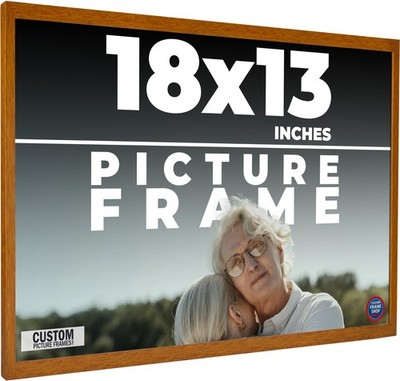 18x13 Honey Brown Real Wood Picture Frame Width 0.75 inches | Interior Frame Dep
