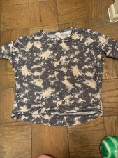 Women's L Tie-Dye Gray/White Short Sleeve Raglan Crew