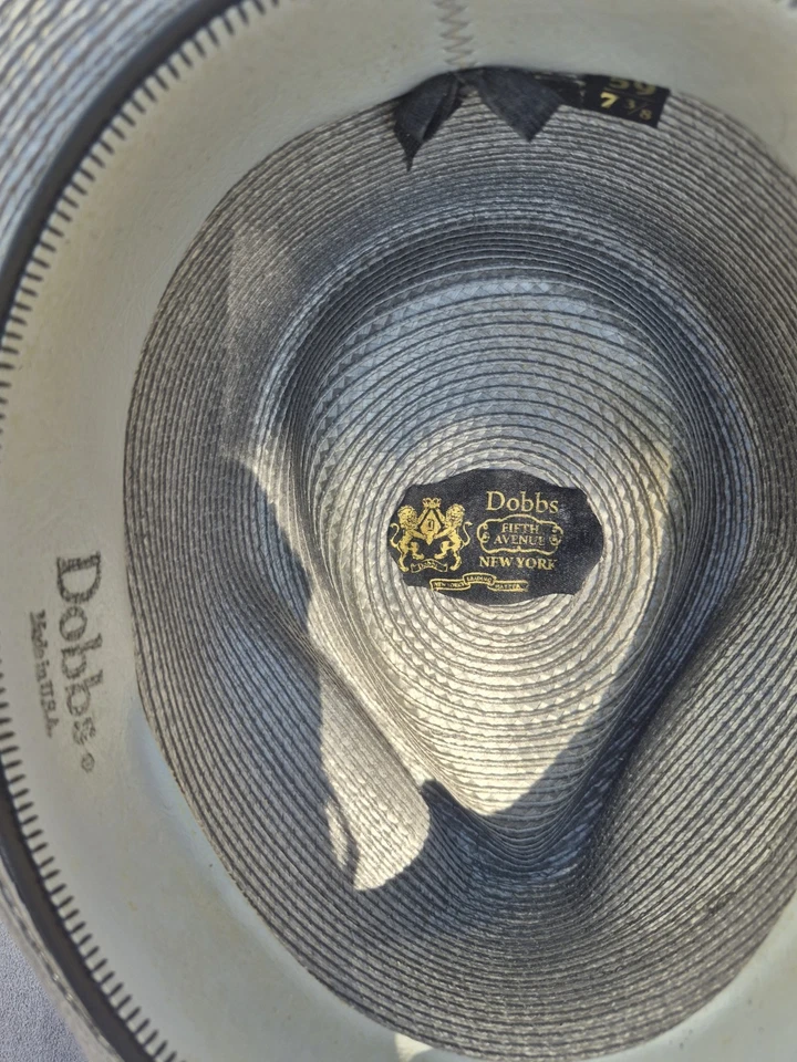 Fedora de paja de Dobbs de Fifth Ave. Ciudad de Nueva York - 7 3/8 - Gris Foto 4 de 4