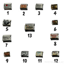 DAD DADDY FATHER FAMILY FITS ALL CLASSIC DESIGN 9mm ITALIAN CHARM BRACELET LINK
