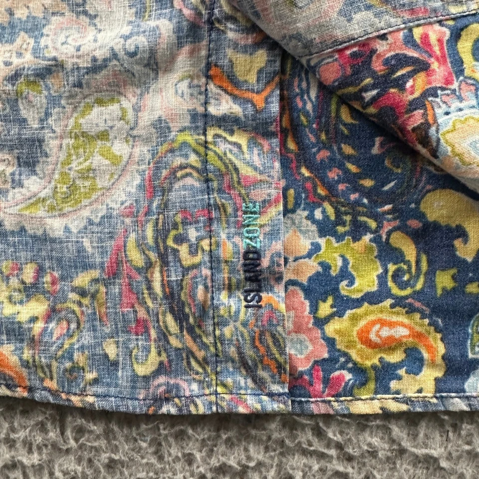 Camisa Tommy Bahama Para Hombre Island Zone Abotonada XXL Mezcla de Lino Tejido Inverso Foto 3 de 4