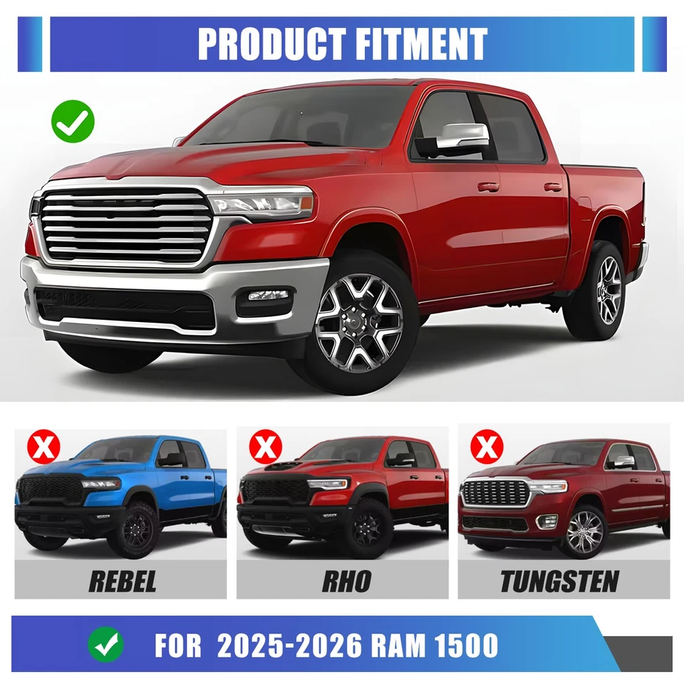 Black Micro-texture Heavy Duty Steel Front Bumper+Bull Bar Fit 2025 Ram 1500 Foto 3 de 4