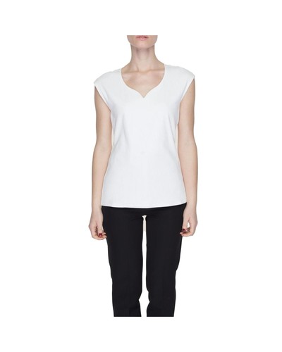 Street One VNeck Ribbed Top Women White T-Shirts