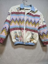 Handmade Cottagecore Floral Quilted Patchwork Bomber Jacket Folklore Figurines