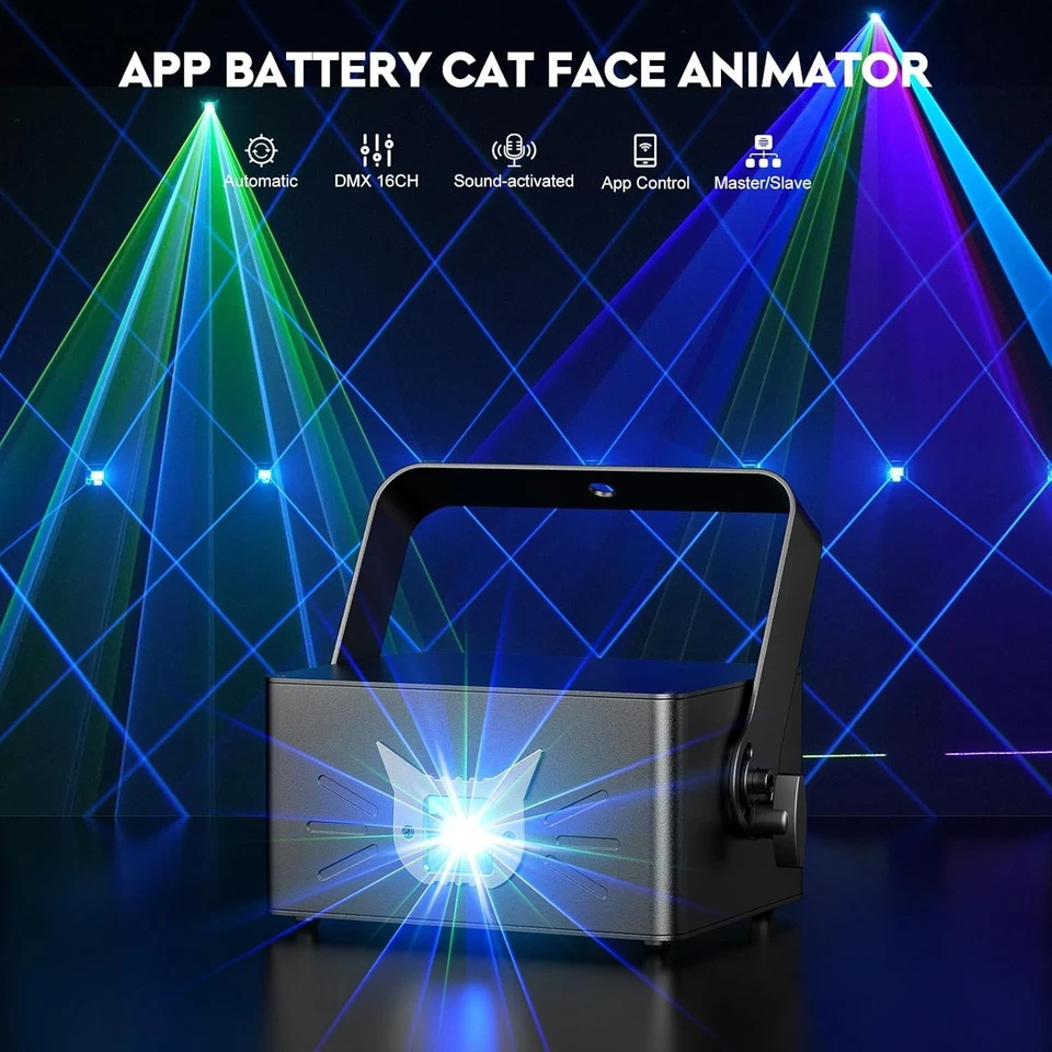 DJ Laser Light 3D Animation Machine With Bluetooth App Control RGB Party Light - Image 2 of 4