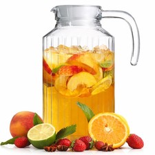 Glass Water Pitcher with Lid | Juice Carafe with Handle