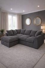 Corner Sofa Jumbo Corduroy 3 + 2 Seater Formal Back Sofa