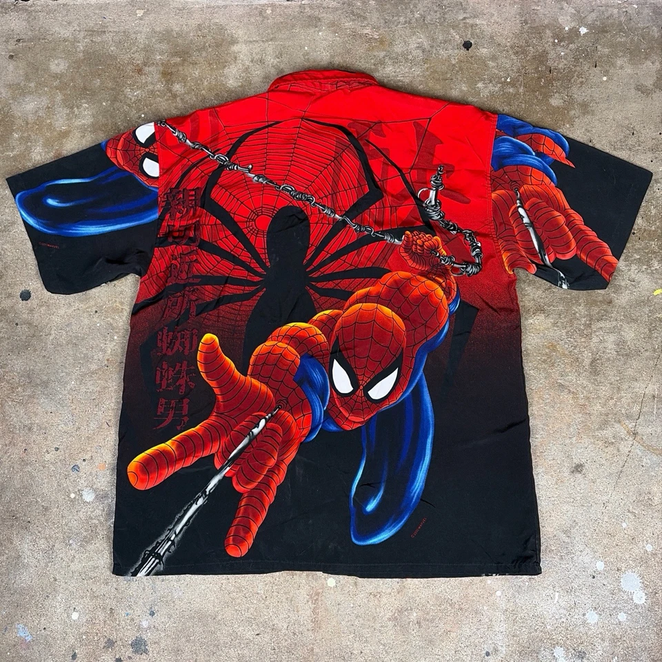 Vintage Changes Marvel Comics Spider-Man Button Up Sz XL - Image 3 of 3