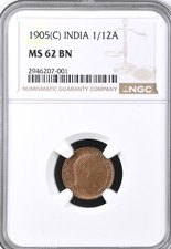 1905 (C) 1/12 British India Anna NGC MS62 Uncirculated Calcutta Mint Edward VII