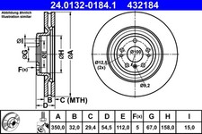 2x ATE Bremsscheibe 24.0132-0184.1 f&uuml;r GL MERCEDES KLASSE GLS GLE X166 C292 W166