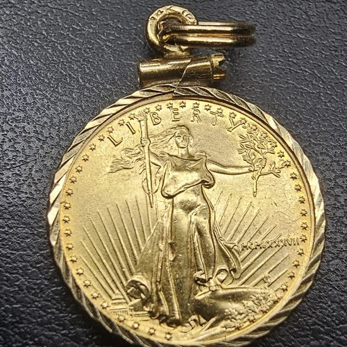 1987 Eagle Walking Liberty 1/10 Troy oz Five Dollar Coin 14k Gold Pendant &Chain