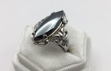 WHEELER MFG CO. 925 Sterling Silver Real Hematite  Ring Size 9
