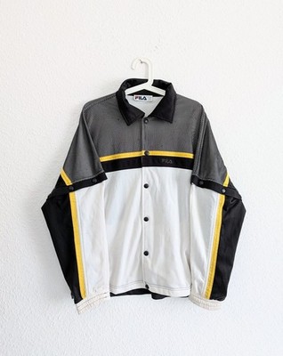 Vintage Fila Trainingsjacke Windbreaker mesh multi-color block size M yellow Y2K