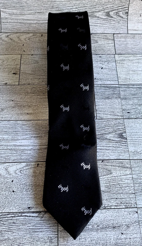 Bar III Men’s Black Designer Tie Schnauzer Dogs 100% Silk 58” Ships FAST! - Image 2 of 4