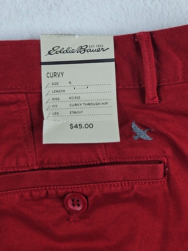 Eddie Bauer Womens Red Stretch Chino Shorts Size UK 16 - Picture 10 of 20