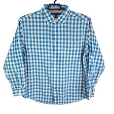 Mens Tommy Hilfiger Blue  White Check Shirt Classic Fit Button Down Size XL