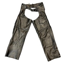 Vintage Pro-Rider Genuine Leather USA Biker Black Chaps Motorcycle Pants Size XL