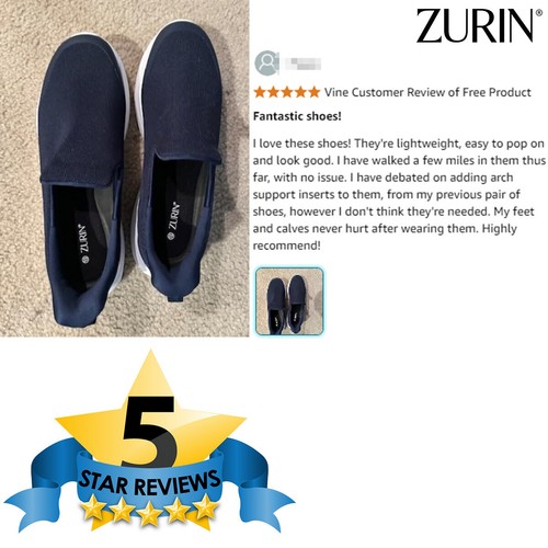 ZURIN Men Slip On Walking Athletic Shoes Lightweight Cushioning Casual Sneakers - Picture 3 of 52