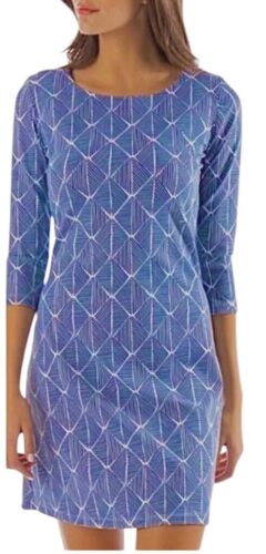 Mahi Gold Damen Kleid Größe Large Bimini Chatham Tuch Raute 3/4 Arm