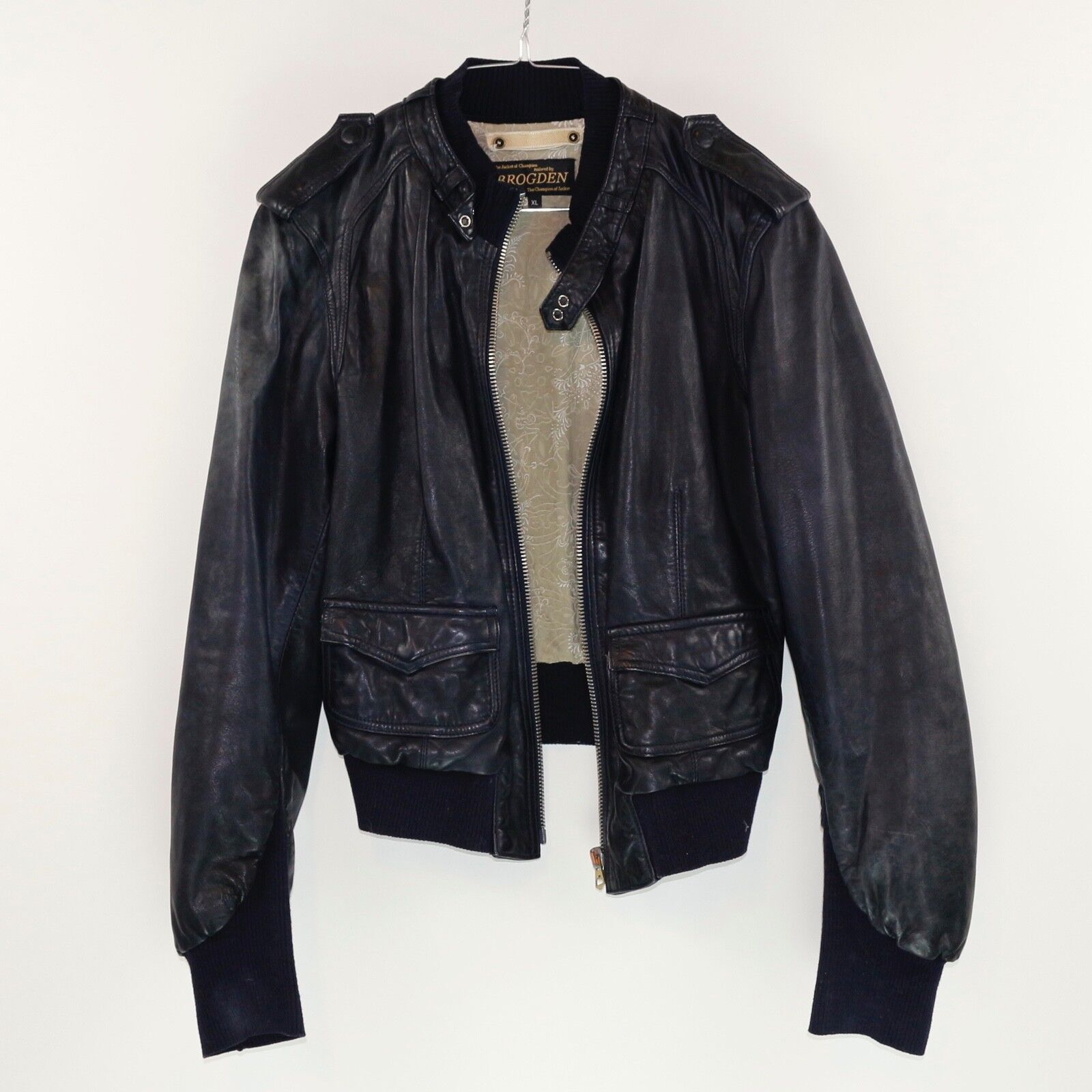 BROGDEN Black Leather Jacket_XL
