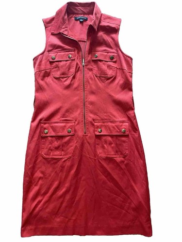 Sharagano Womens Shirt Dress Coral 4 Small Red Orange Classic Career Button Down - Picture 4 of 9