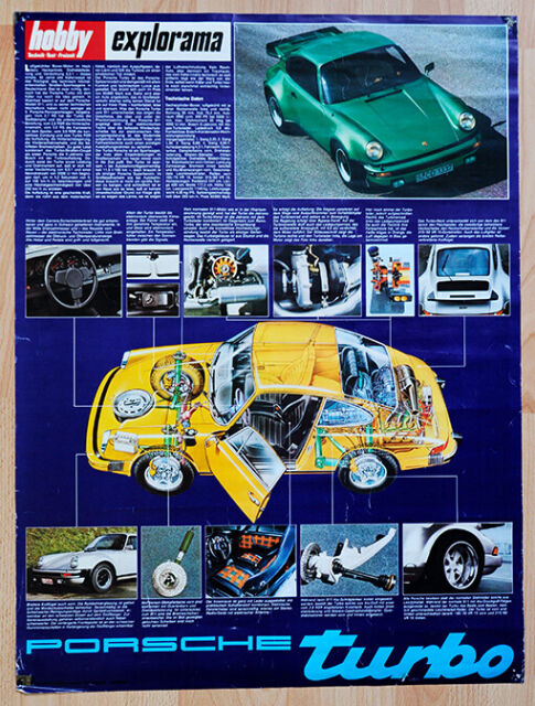 org Porsche Plakat Poster "Der erster Porsche 911 Turbo" bester Sportwagen 1974