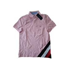 NWT Tommy Hilfiger Men's Mesh Regular Fit Short Sleeve Polo Shirt Pink Small