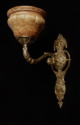 single art nouveau antique style wall lights fixtures bronze real alabaster - 第 1/5 張圖片