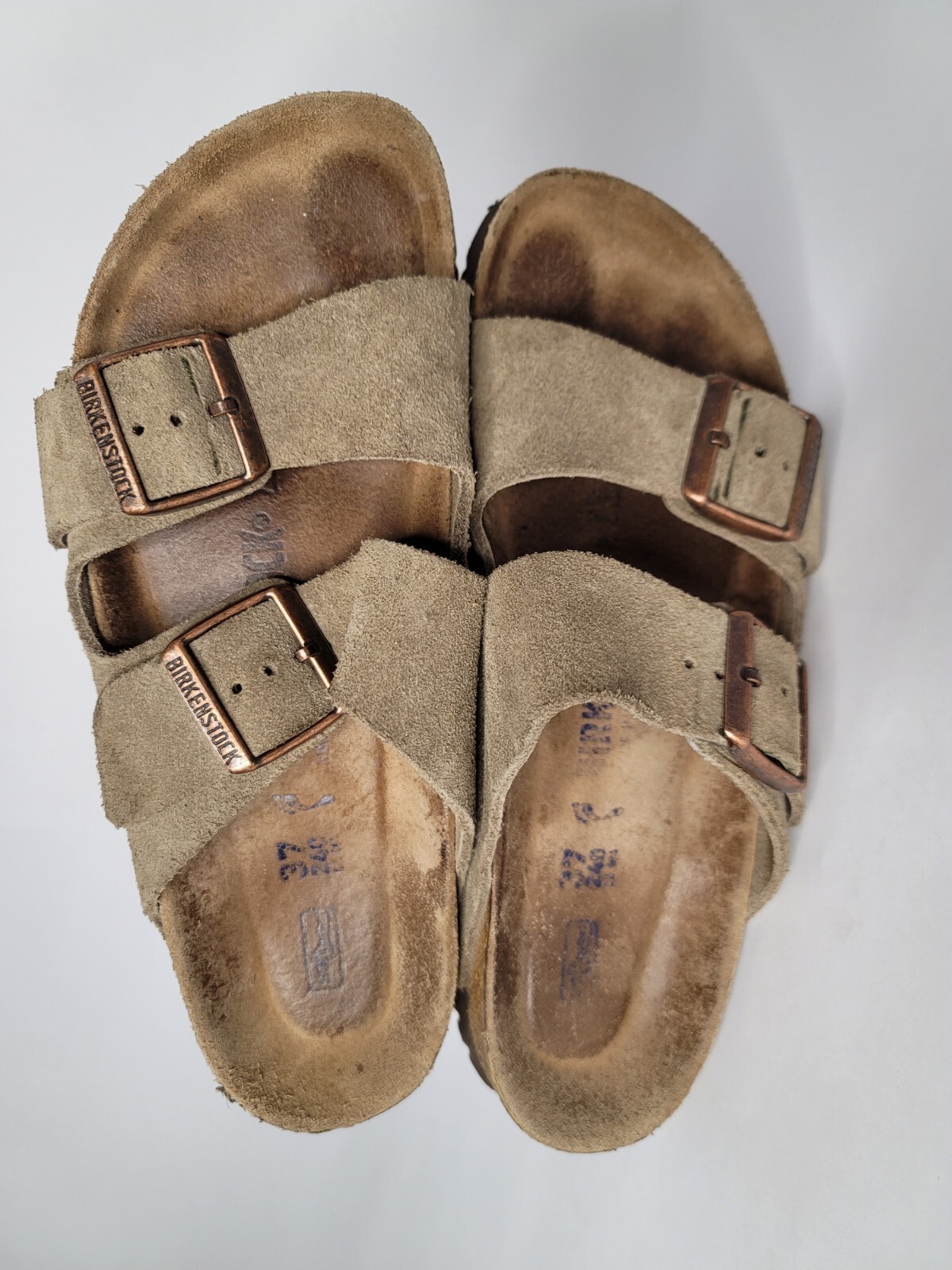 Birkenstock Arizona Taupe Leather Sandals Size 37/6 Narrow Fit