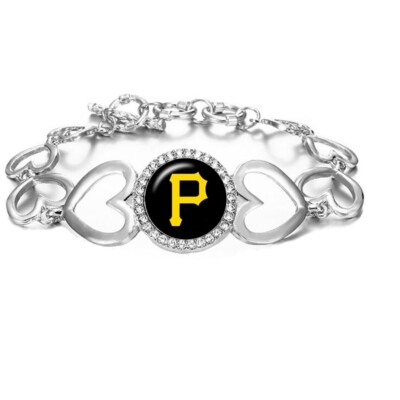 Pittsburgh Pirates Women's Silver Adjustable Heart Bracelet w Gift Pkg D27