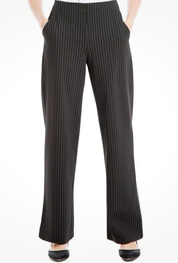 Max Studio Leg Ponte Pants. Wide Leg Striped Trousers. NWT