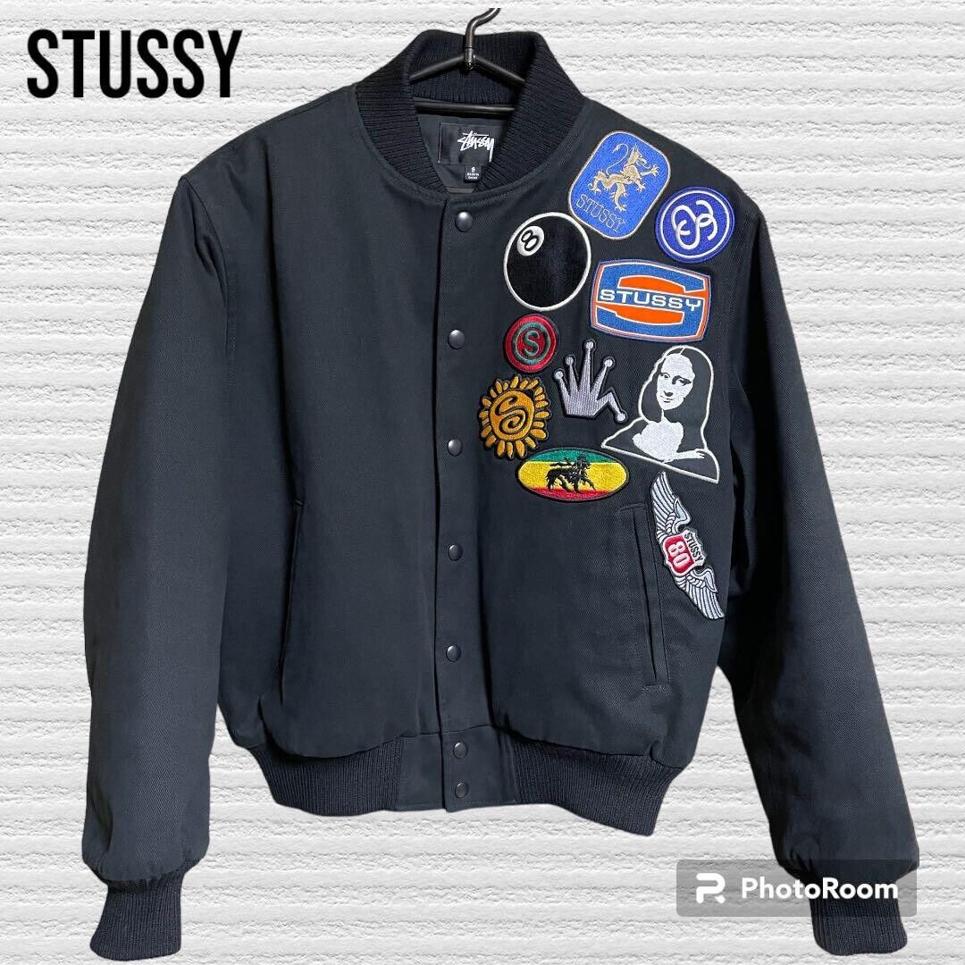 Stussy Souvenir Stadium Bomber Varsity Jacket Men'S Black Size M 