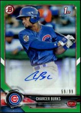 2018 Bowman Prospect 1st Charcer Burks Green Parallel Rookie Auto SP 59/99 Cubs 