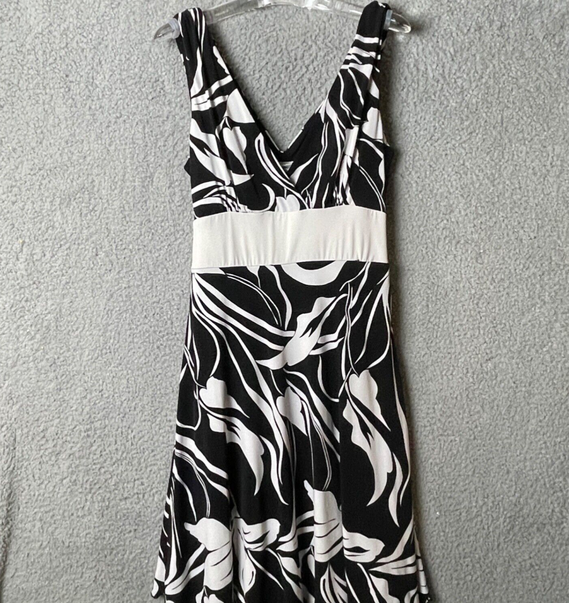 Speechless Dress Womens L Black White Graphic Empire Waist Fit And Flare  Tie | eBay