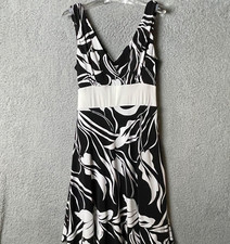Speechless Dress Womens L Black White Graphic Empire Waist Fit And Flare Tie