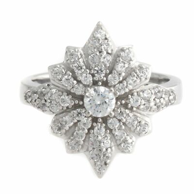 3/4 Ct Simulated Diamond Empress Sisi'S Star Ring In Sterling Silver 925