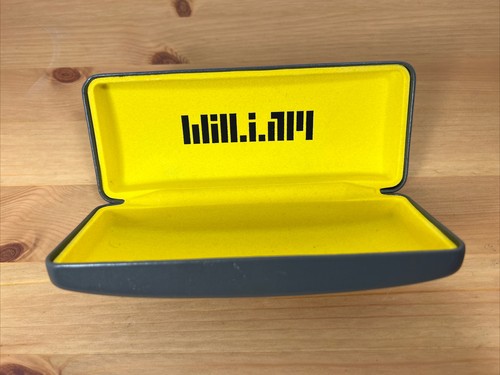 Will.i.am Will I AM Glasses Case Grey Yellow Logo Hard Clamshell Eye Storage - Picture 2 of 4