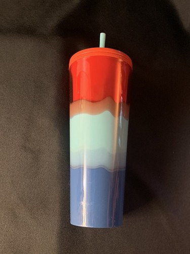Vaso de ventilación Starbucks verano 2021 color ola rojo agua azul 24 oz ventilación taza fría - Imagen 2 de 8