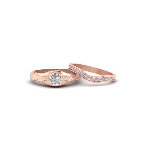 Conjunto de anillos de compromiso de diseño de filigrana moissanita blanco solitario DEF anillos de promesa - Imagen 4 de 11