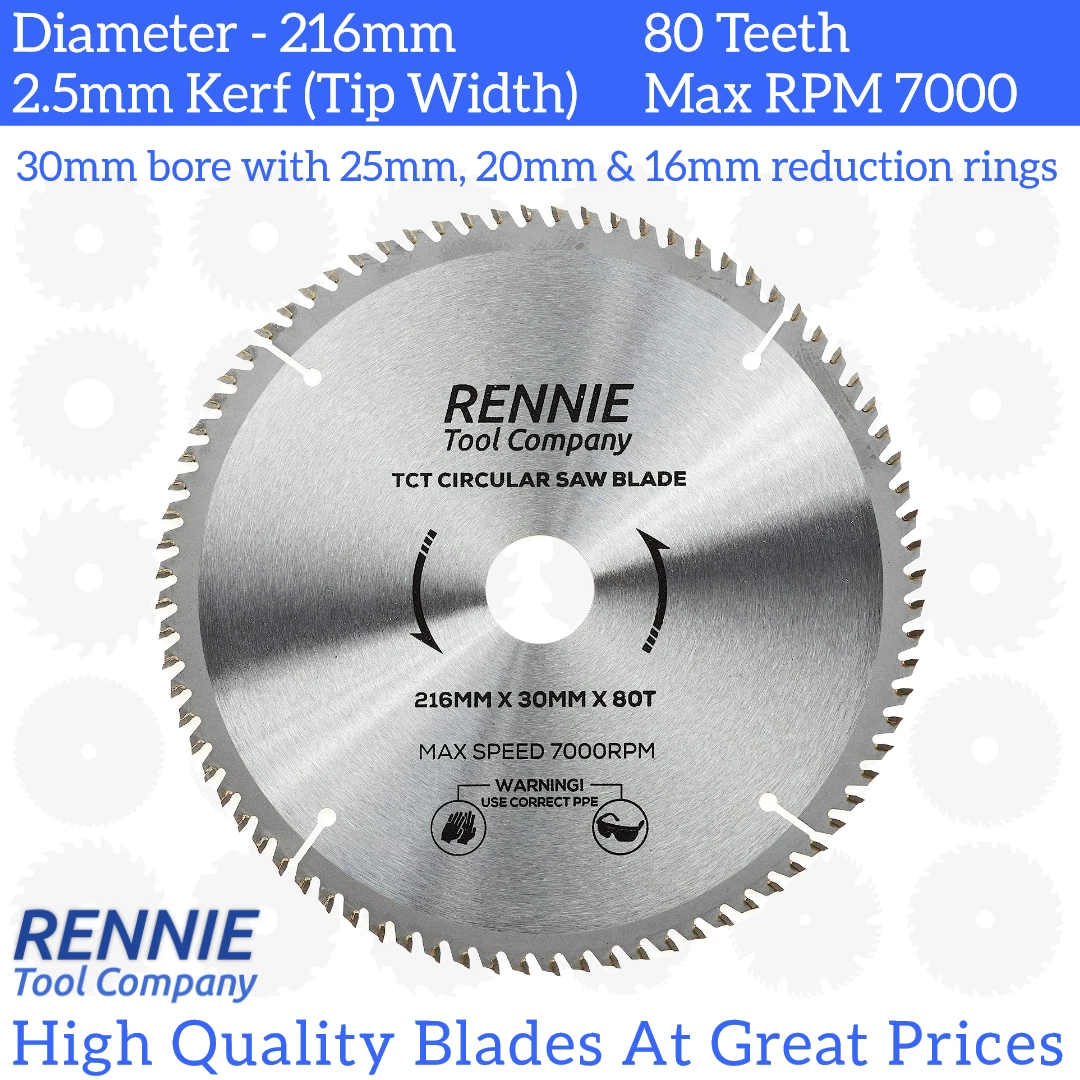 216mm x 80T x 30mm TCT Circular Wood Saw Blade For Bosch Makita