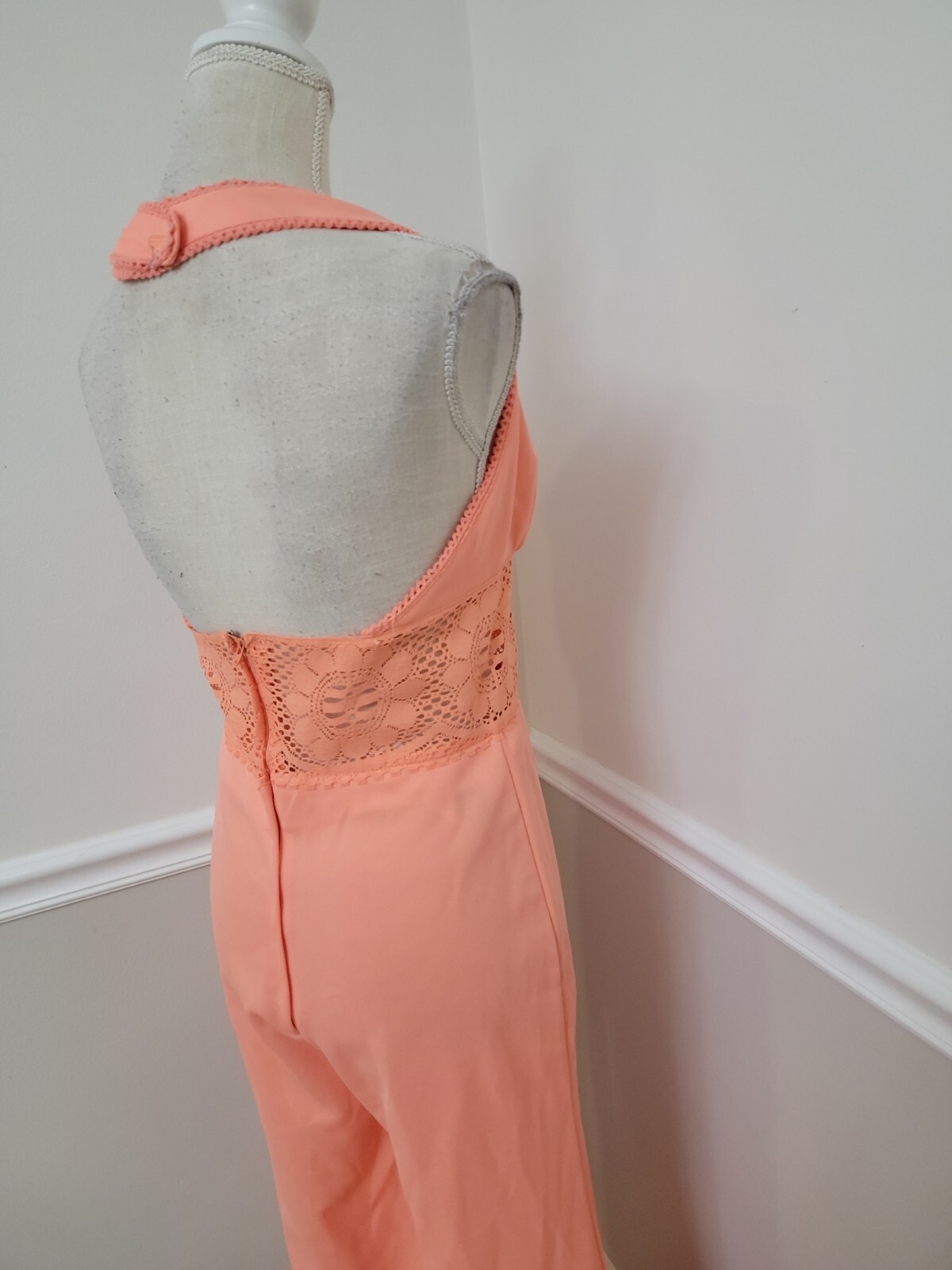 VTG'70s JCPENNEY Halter Jumpsuit Romper Hippie Mod Gogo Deadstock Bell