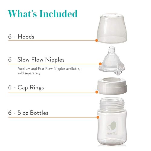 Evenflo 5oz Wide Neck Baby Bottle Set - 6 BPA Free Bottles for Healthy Feeding - Picture 7 of 11